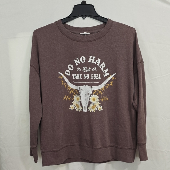 Maurices Tops - Maurices Womens XL Take No Bull Brown Ribbed Graphic Sweatshirt